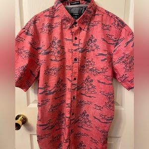 Carbon Button Up Shirt Hawaiian Theme